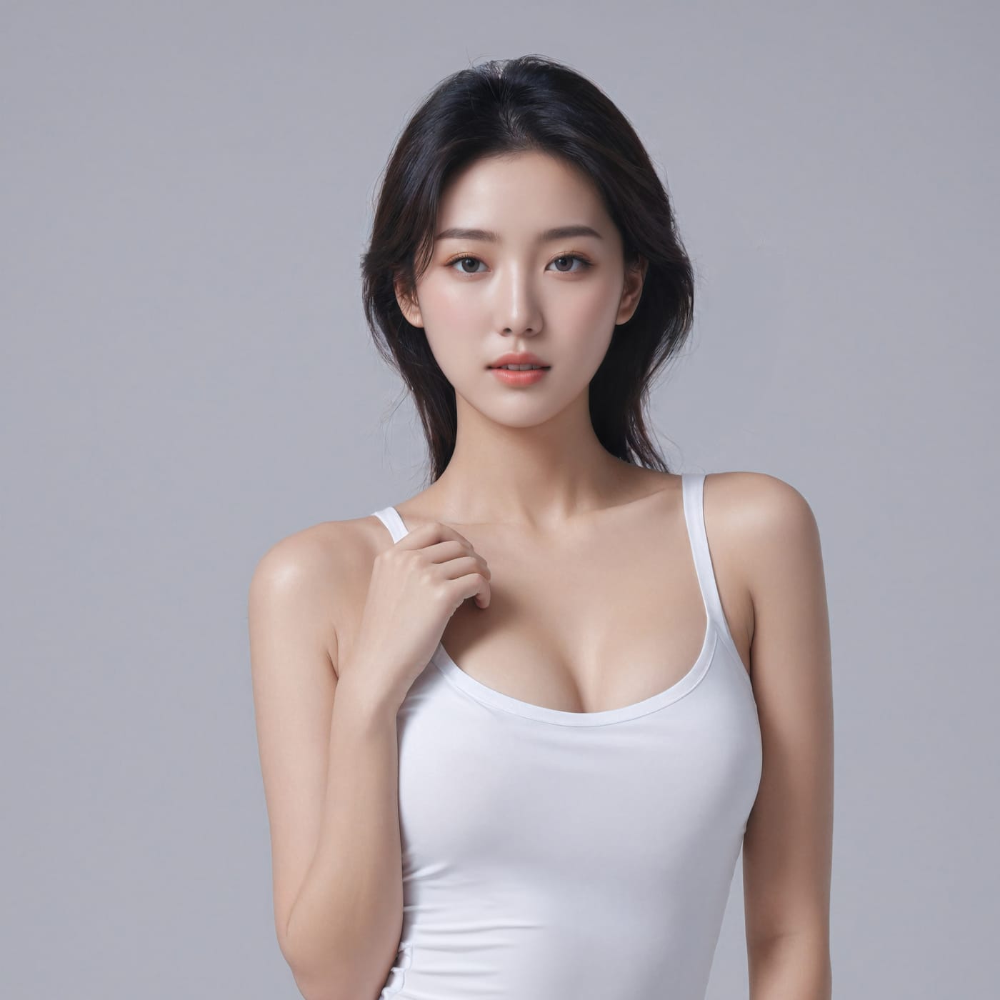 다미온의원 가슴성형 안내 이미지 — 모델 상반신 정면
